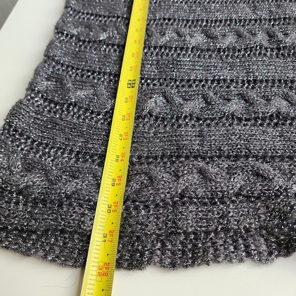 Express Brown Mohair Fuzzy Short Sleeved Metallic Thread Tunic Sweater Dress M - Picture 12 of 13